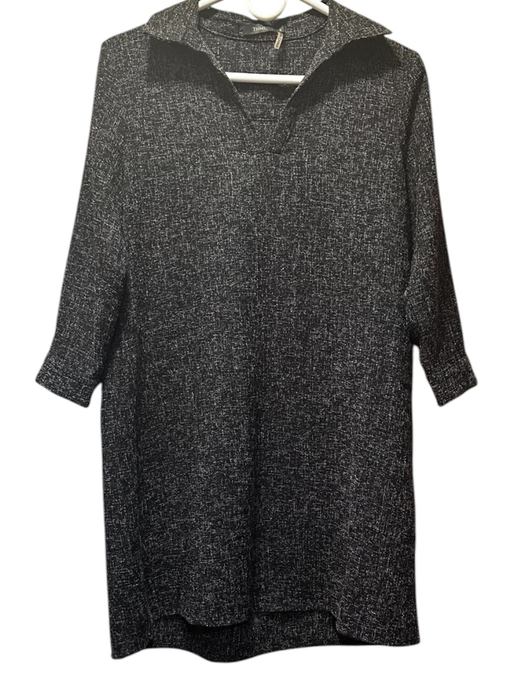 Thml Textured Tunic Heathered Black and White